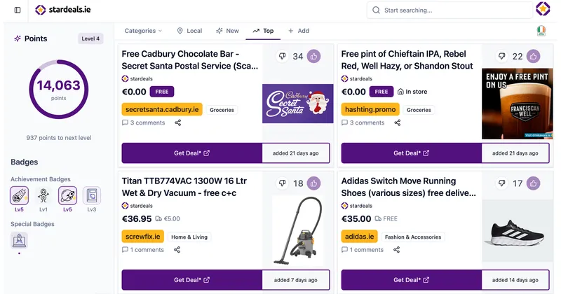 Join StarDeals.ie - Earn Reward Points & Gift Vouchers